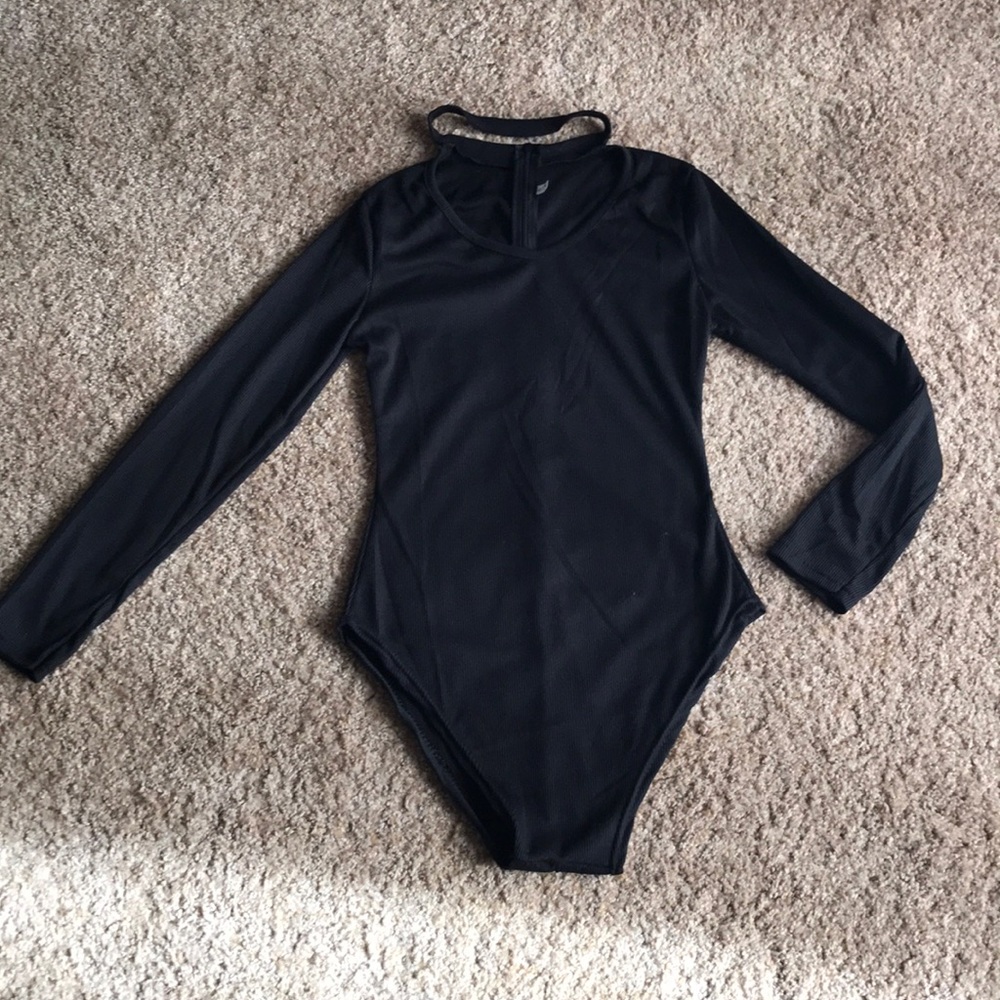 Black choker bodysuit